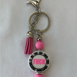 Handmade F#%* Pink Keychain